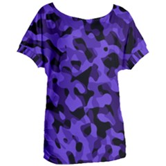 Purple Black Camouflage Pattern Women s Oversized Tee by SpinnyChairDesigns