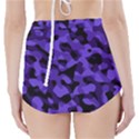 Purple Black Camouflage Pattern High-Waisted Bikini Bottoms View2