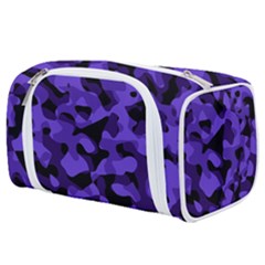 Purple Black Camouflage Pattern Toiletries Pouch by SpinnyChairDesigns