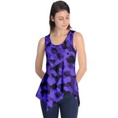 Purple Black Camouflage Pattern Sleeveless Tunic by SpinnyChairDesigns