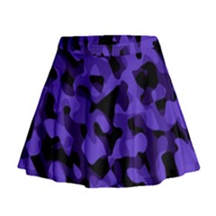 Purple Black Camouflage Pattern Mini Flare Skirt by SpinnyChairDesigns