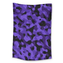 Purple Black Camouflage Pattern Large Tapestry by SpinnyChairDesigns