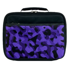 Purple Black Camouflage Pattern Lunch Bag by SpinnyChairDesigns