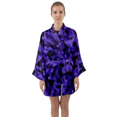 Purple Black Camouflage Pattern Long Sleeve Satin Kimono by SpinnyChairDesigns