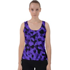 Purple Black Camouflage Pattern Velvet Tank Top by SpinnyChairDesigns