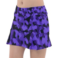 Purple Black Camouflage Pattern Tennis Skorts by SpinnyChairDesigns