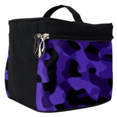 Purple Black Camouflage Pattern Make Up Travel Bag (small) by SpinnyChairDesigns