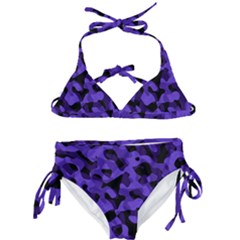 Purple Black Camouflage Pattern Kids  Classic Bikini Set by SpinnyChairDesigns