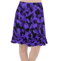 Purple Black Camouflage Pattern Fishtail Chiffon Skirt by SpinnyChairDesigns