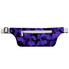 Purple Black Camouflage Pattern Active Waist Bag by SpinnyChairDesigns