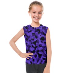 Purple Black Camouflage Pattern Kids  Mesh Tank Top by SpinnyChairDesigns