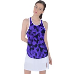 Purple Black Camouflage Pattern Racer Back Mesh Tank Top by SpinnyChairDesigns