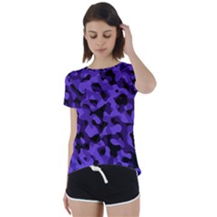 Purple Black Camouflage Pattern Short Sleeve Foldover Tee by SpinnyChairDesigns