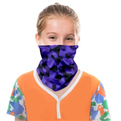 Purple Black Camouflage Pattern Face Covering Bandana (kids) by SpinnyChairDesigns