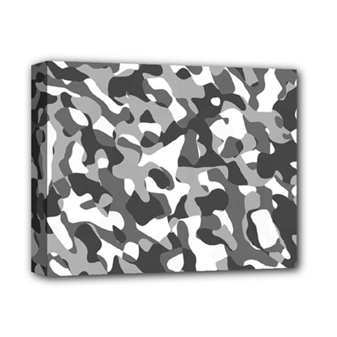 Grey And White Camouflage Pattern Deluxe Canvas 14  X 11  (stretched) by SpinnyChairDesigns