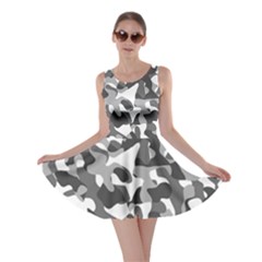 Grey And White Camouflage Pattern Skater Dress by SpinnyChairDesigns