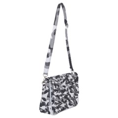 Grey And White Camouflage Pattern Shoulder Bag With Back Zipper by SpinnyChairDesigns