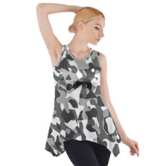 Grey And White Camouflage Pattern Side Drop Tank Tunic