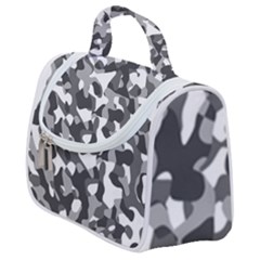 Grey And White Camouflage Pattern Satchel Handbag by SpinnyChairDesigns