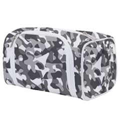 Grey And White Camouflage Pattern Toiletries Pouch by SpinnyChairDesigns