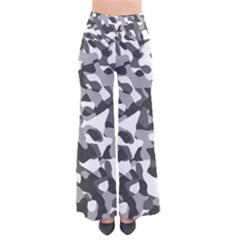 Grey And White Camouflage Pattern So Vintage Palazzo Pants by SpinnyChairDesigns