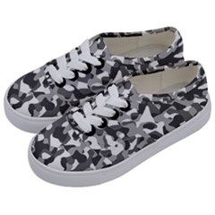 Grey And White Camouflage Pattern Kids  Classic Low Top Sneakers by SpinnyChairDesigns