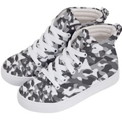 Grey And White Camouflage Pattern Kids  Hi-top Skate Sneakers by SpinnyChairDesigns