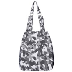 Grey And White Camouflage Pattern Center Zip Backpack by SpinnyChairDesigns