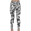 Grey and White Camouflage Pattern Lightweight Velour Classic Yoga Leggings View1