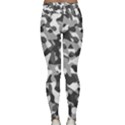 Grey and White Camouflage Pattern Lightweight Velour Classic Yoga Leggings View2