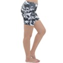 Grey and White Camouflage Pattern Lightweight Velour Yoga Shorts View3