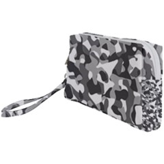 Grey And White Camouflage Pattern Wristlet Pouch Bag (small) by SpinnyChairDesigns