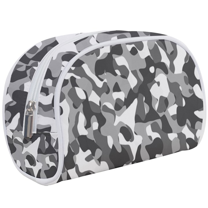 Grey and White Camouflage Pattern Makeup Case (Large)