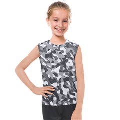 Grey And White Camouflage Pattern Kids  Mesh Tank Top by SpinnyChairDesigns