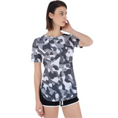 Grey And White Camouflage Pattern Perpetual Short Sleeve T-shirt by SpinnyChairDesigns