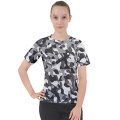 Grey And White Camouflage Pattern Women s Sport Raglan Tee