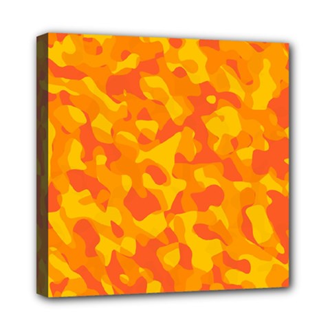 Orange And Yellow Camouflage Pattern Mini Canvas 8  X 8  (stretched) by SpinnyChairDesigns