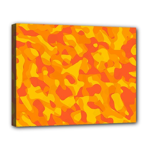 Orange And Yellow Camouflage Pattern Canvas 14  X 11  (stretched) by SpinnyChairDesigns