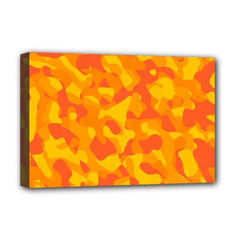 Orange And Yellow Camouflage Pattern Deluxe Canvas 18  X 12  (stretched) by SpinnyChairDesigns