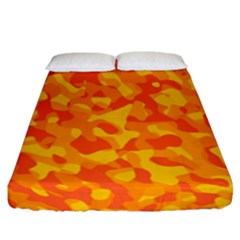 Orange And Yellow Camouflage Pattern Fitted Sheet (california King Size) by SpinnyChairDesigns