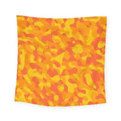 Orange And Yellow Camouflage Pattern Square Tapestry (small) by SpinnyChairDesigns