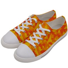 Orange And Yellow Camouflage Pattern Women s Low Top Canvas Sneakers by SpinnyChairDesigns