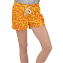 Orange and Yellow Camouflage Pattern Velour Lounge Shorts View1