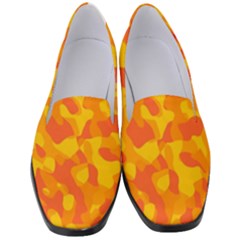 Orange And Yellow Camouflage Pattern Women s Classic Loafer Heels by SpinnyChairDesigns