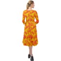 Orange and Yellow Camouflage Pattern Ruffle End Midi Chiffon Dress View2