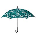 Teal and White Camouflage Pattern Hook Handle Umbrellas (Medium) View3