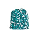 Teal and White Camouflage Pattern Drawstring Pouch (Medium) View1