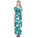 Teal and White Camouflage Pattern Short Sleeve Maxi Dress View1