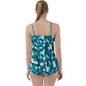 Teal and White Camouflage Pattern Babydoll Tankini Set View2