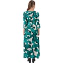 Teal and White Camouflage Pattern Button Up Boho Maxi Dress View2